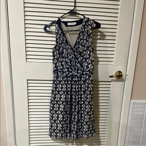 Tory Burch Navy and White Sleeveless Dress